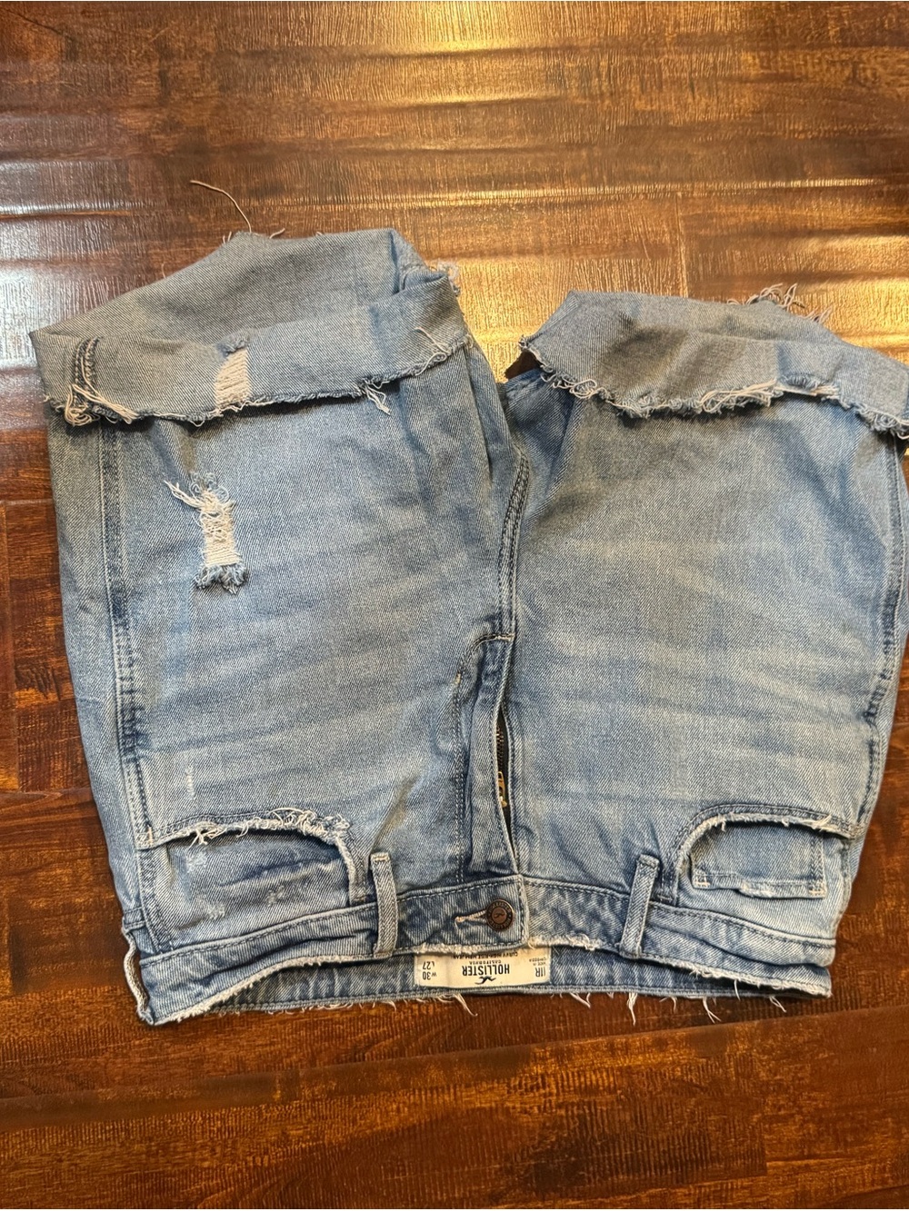 Hollister Light Blue Distressed Denim Jean Shorts